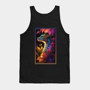 Dragon Vibrant Tropical Flower Tall Digital Oil Painting Portrait 3 Tank Top